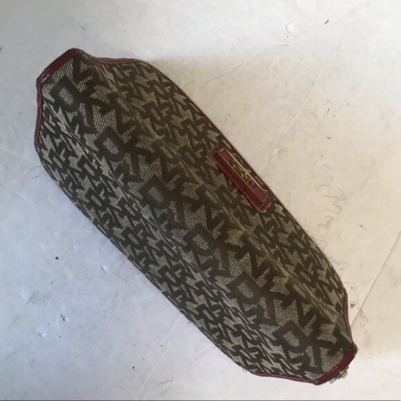 DKNY Canvas Leather Monogram Zippy Zip Around Organizer Wallet Clutch Card Case - Picture 7 of 16